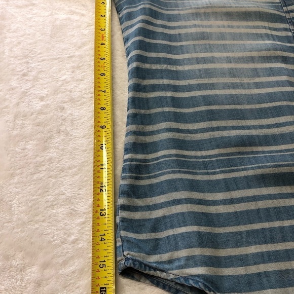 Life In Progress Faded Vintage Striped Denim Look Button Up Shirt Med - Picture 6 of 7